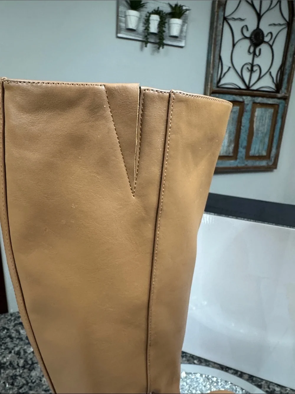 Nine West Verve3 Tall Platform Over-the-Knee Boots in Tan EUC 9